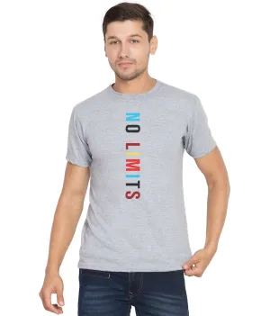 American-Elm Men's Slim Fit Half Sleeves Light Grey Stylish Cotton Printed T-Shirt