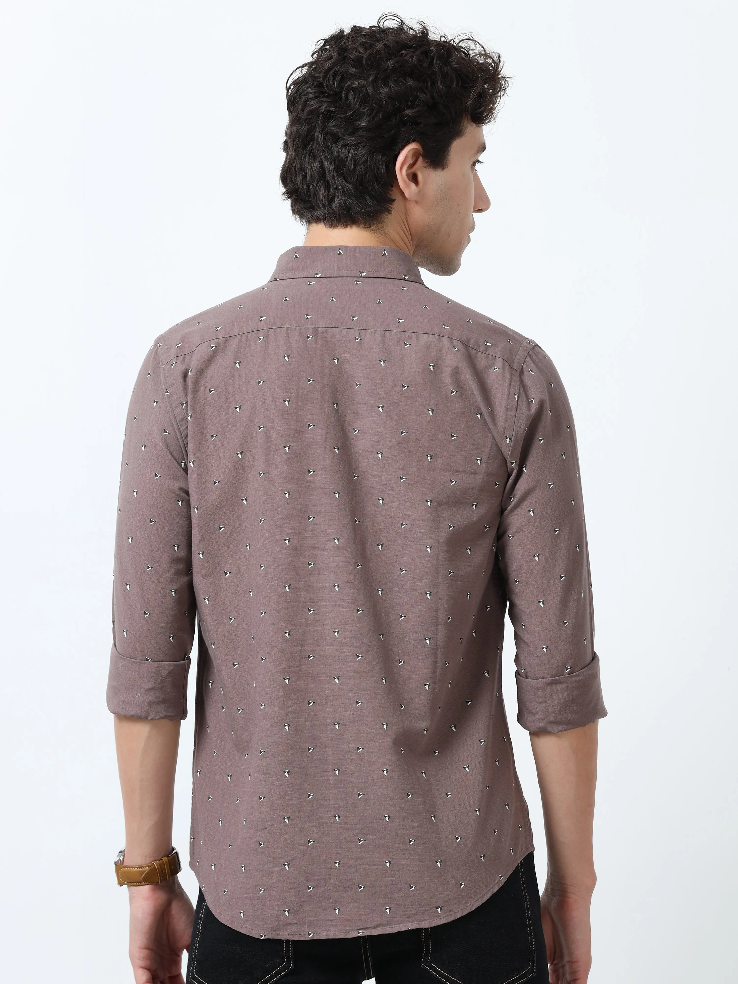 Astrid - Turkish Fit Printed Shirt- Brown