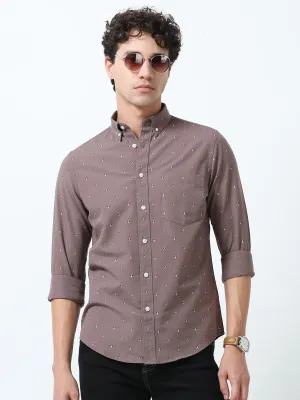 Astrid - Turkish Fit Printed Shirt- Brown