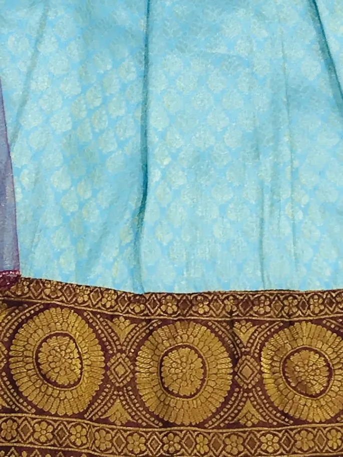 Attractive Sky Blue Color Sequins Work Choli Set For Girls
