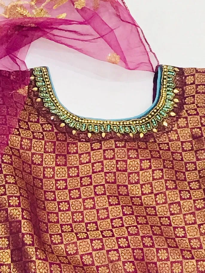 Attractive Sky Blue Color Sequins Work Choli Set For Girls