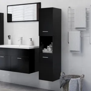 Bathroom Cabinet Black 30x30x130 cm Engineered Wood