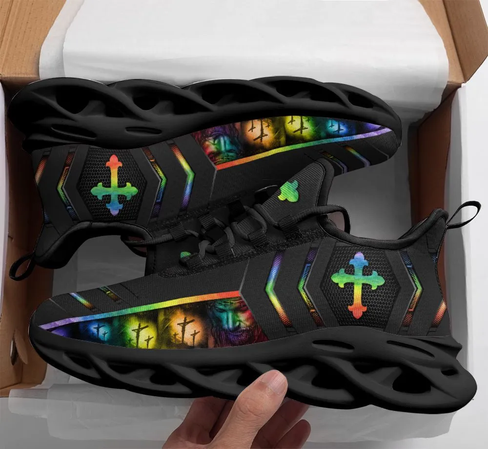 Black Jesus Running Sneakers 3 Max Soul Shoes - Christian Shoes For Men And Women