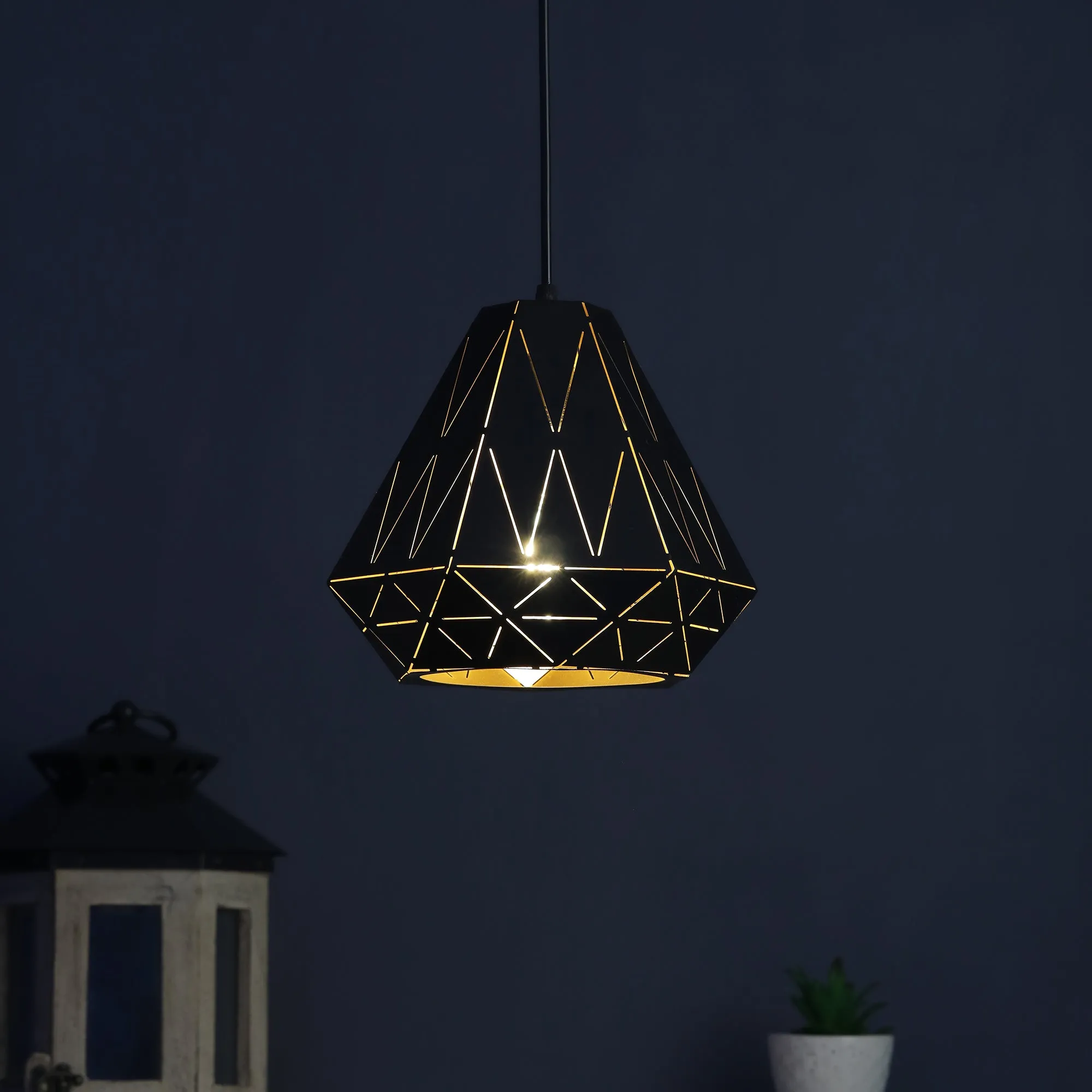 Black Metal Single Hanging Light - Z-329-1P - Included Bulb