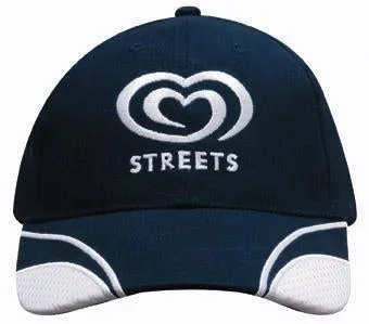 BRUSHED HEAVY COTTON CAP WITH MESH INSERTS ON PEAK