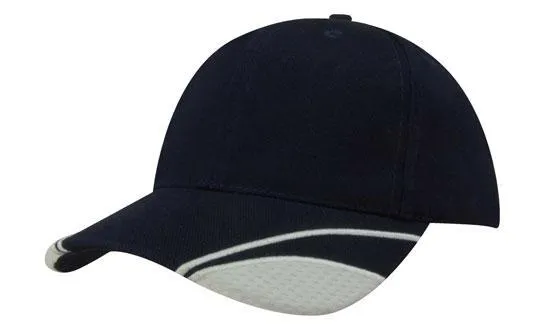 BRUSHED HEAVY COTTON CAP WITH MESH INSERTS ON PEAK