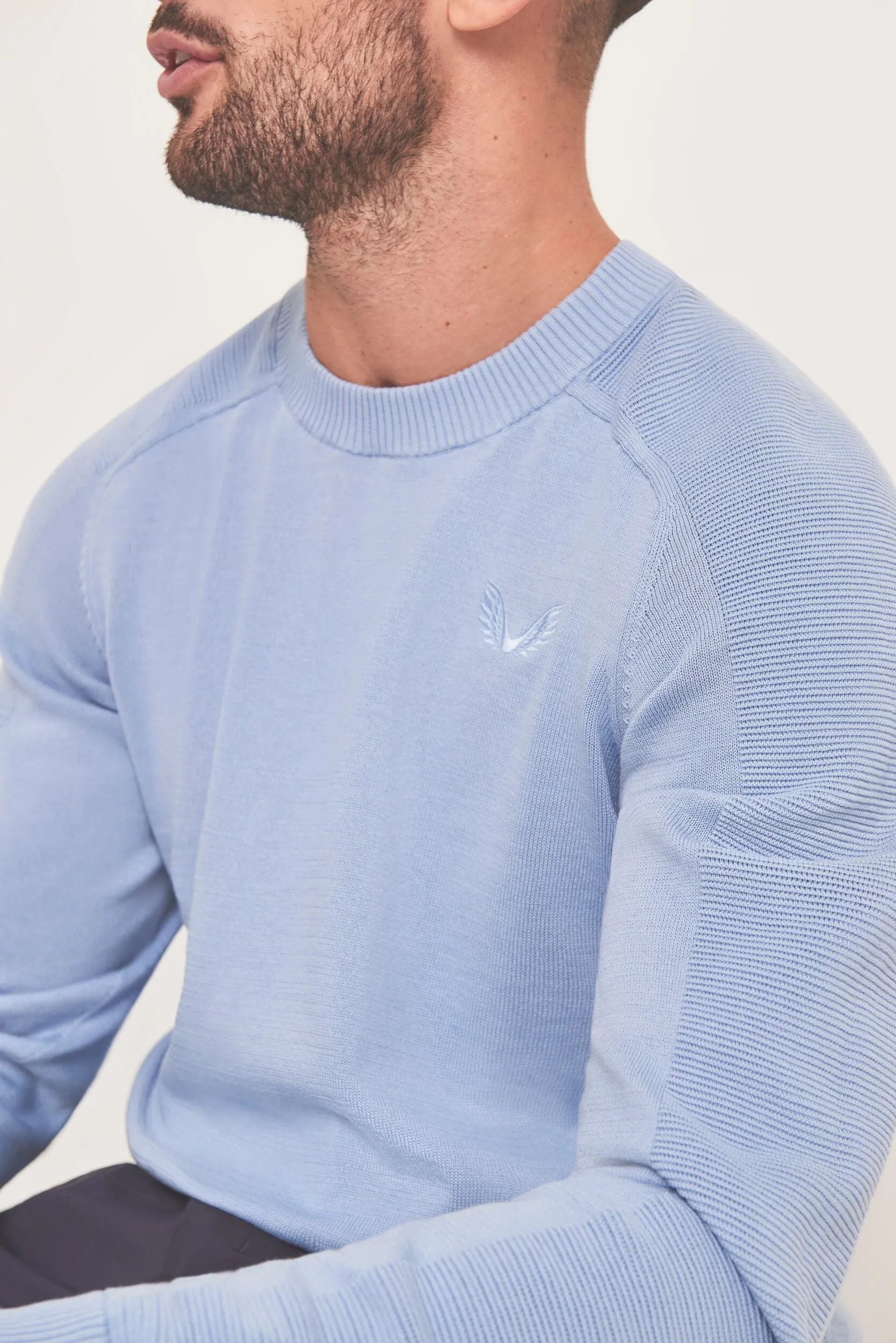 Sky Blue Castore Crew Neck Knitted Golf Sweater