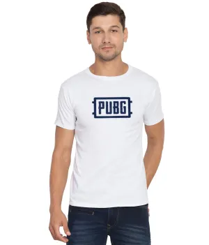 Cliths Printed Pubg Tshirts For Men/ Round Neck Casual Tshirt For Mens-White And Blue