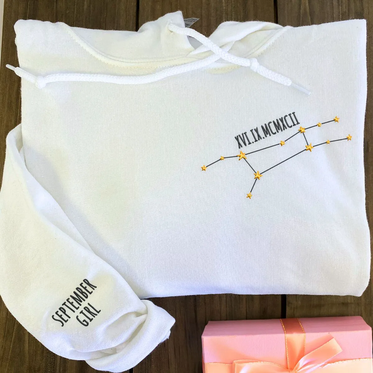 Custom Embroidered Zodiac Sign Constellation Birthday Sweatshirt or Hoodie