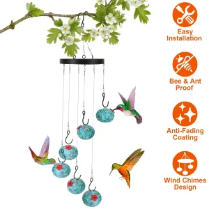 Fresh Fab Finds Wind Chimes Humming Bird Feeder Ant and Bee Proof Outdoor Hanging Hummingbird Feeder For Viewing Decoration For Garden Patio Yard Balcony