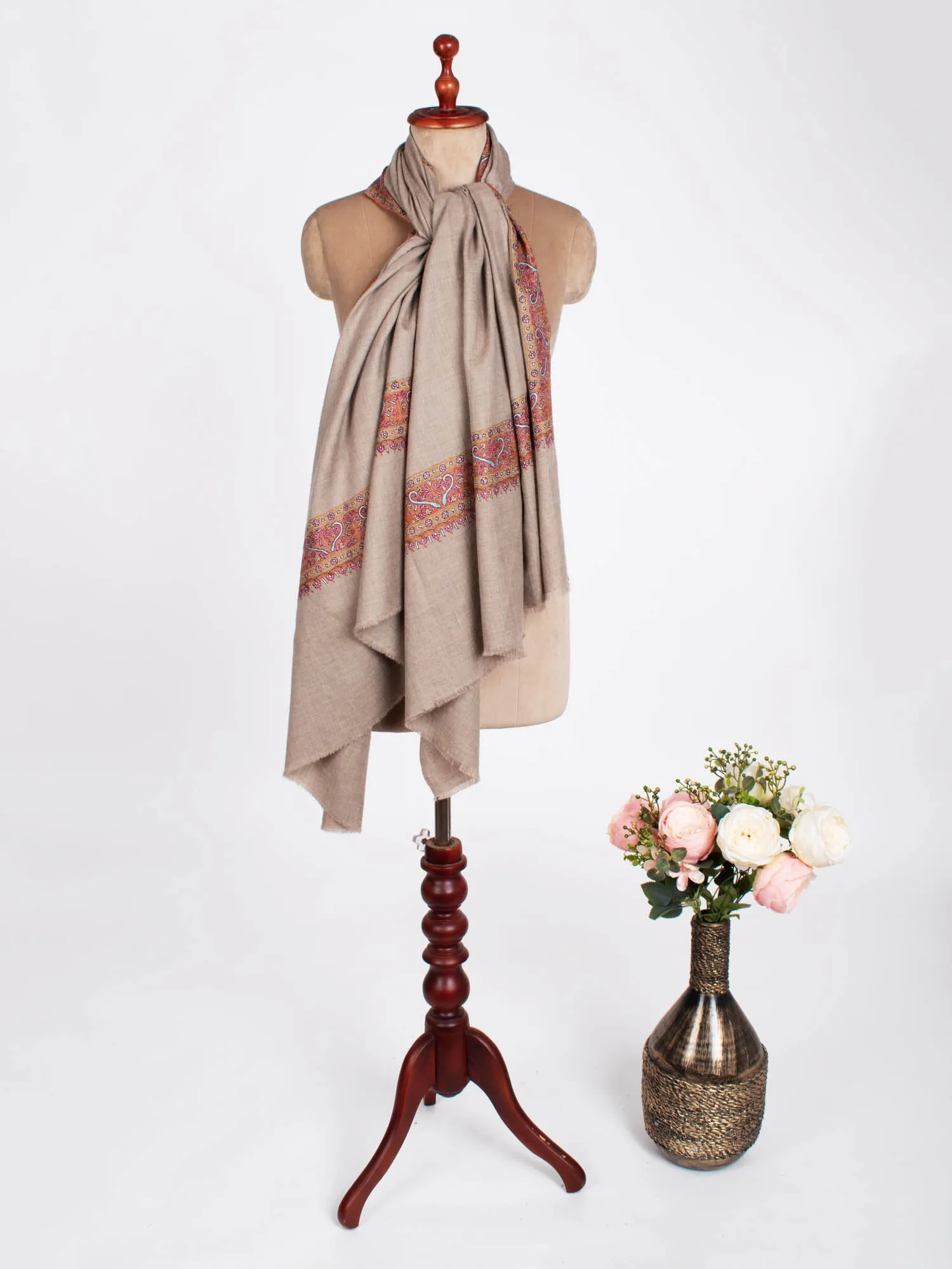 Grey Daur Dar Formal Cashmere Shawl