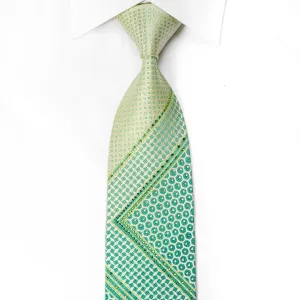 Guy Laroche Mes Crystal Silk Necktie Geometric On Green With Silver Sparkles