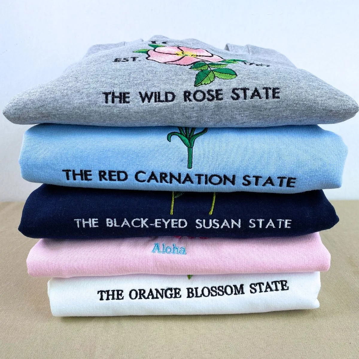Illinois State Sweatshirt or Hoodie, Embroidered Gift - Est. 1818 Violet Flower
