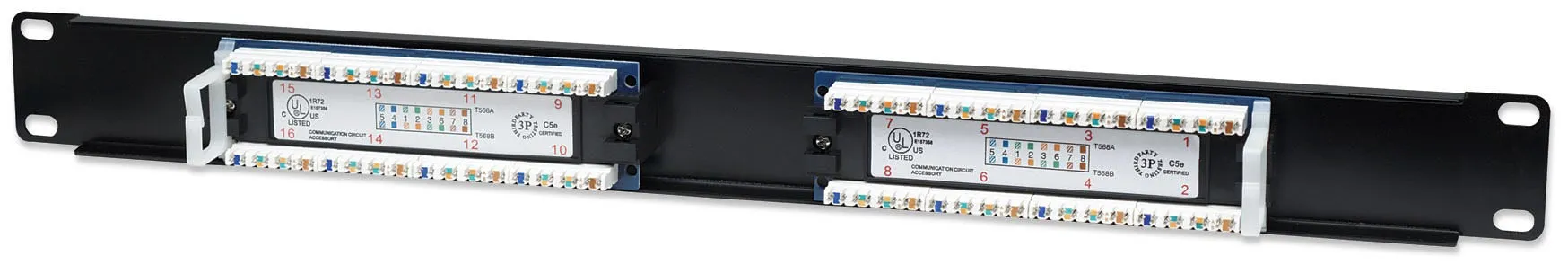 Intellinet Patch Panel, Cat5e, Utp, 16-Port, 1U, Black