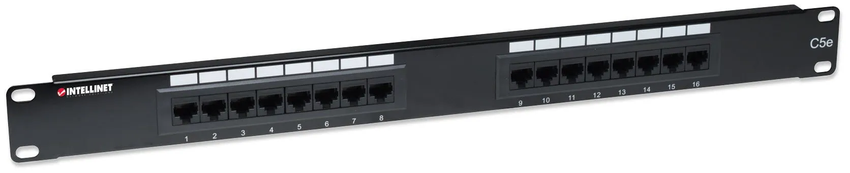 Intellinet Patch Panel, Cat5e, Utp, 16-Port, 1U, Black