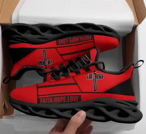 Jesus Faith Hope Love Running Sneakers Red Max Soul Shoes - Christian Shoes For Men And Women