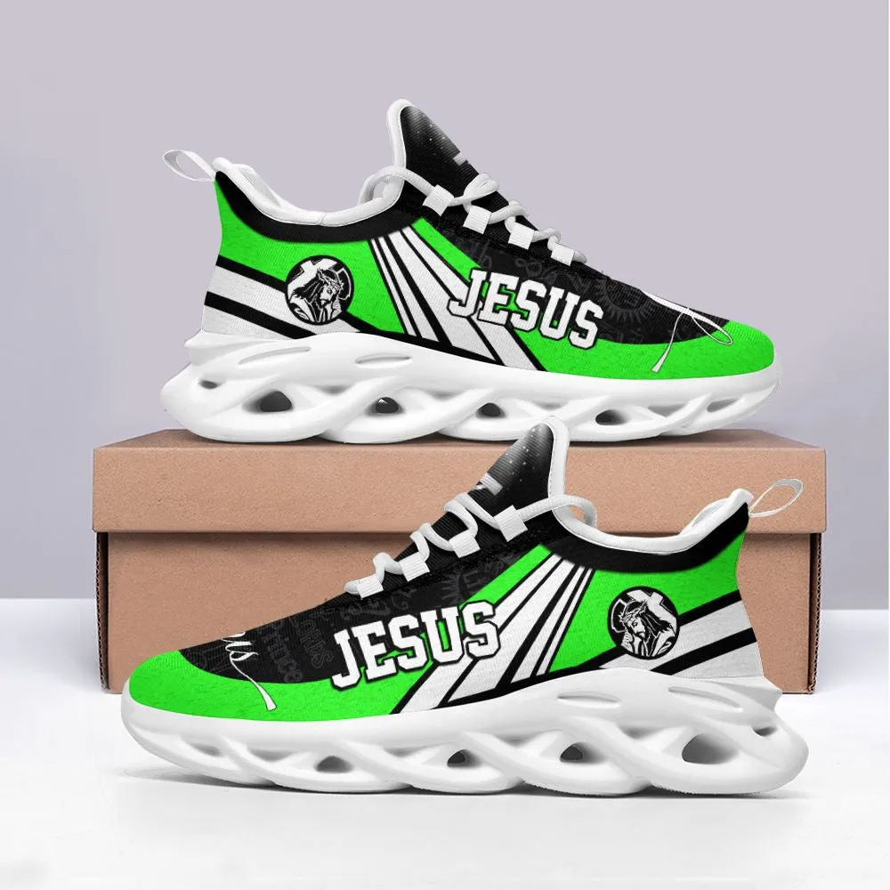 Jesus Running Sneakers Green Max Soul Shoes - Christian Shoes For Men And Women