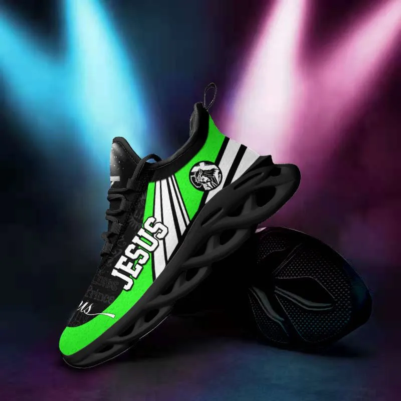 Jesus Running Sneakers Green Max Soul Shoes - Christian Shoes For Men And Women