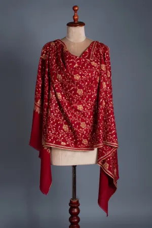 Maroon Embroidered Glamours Cashmere Scarf