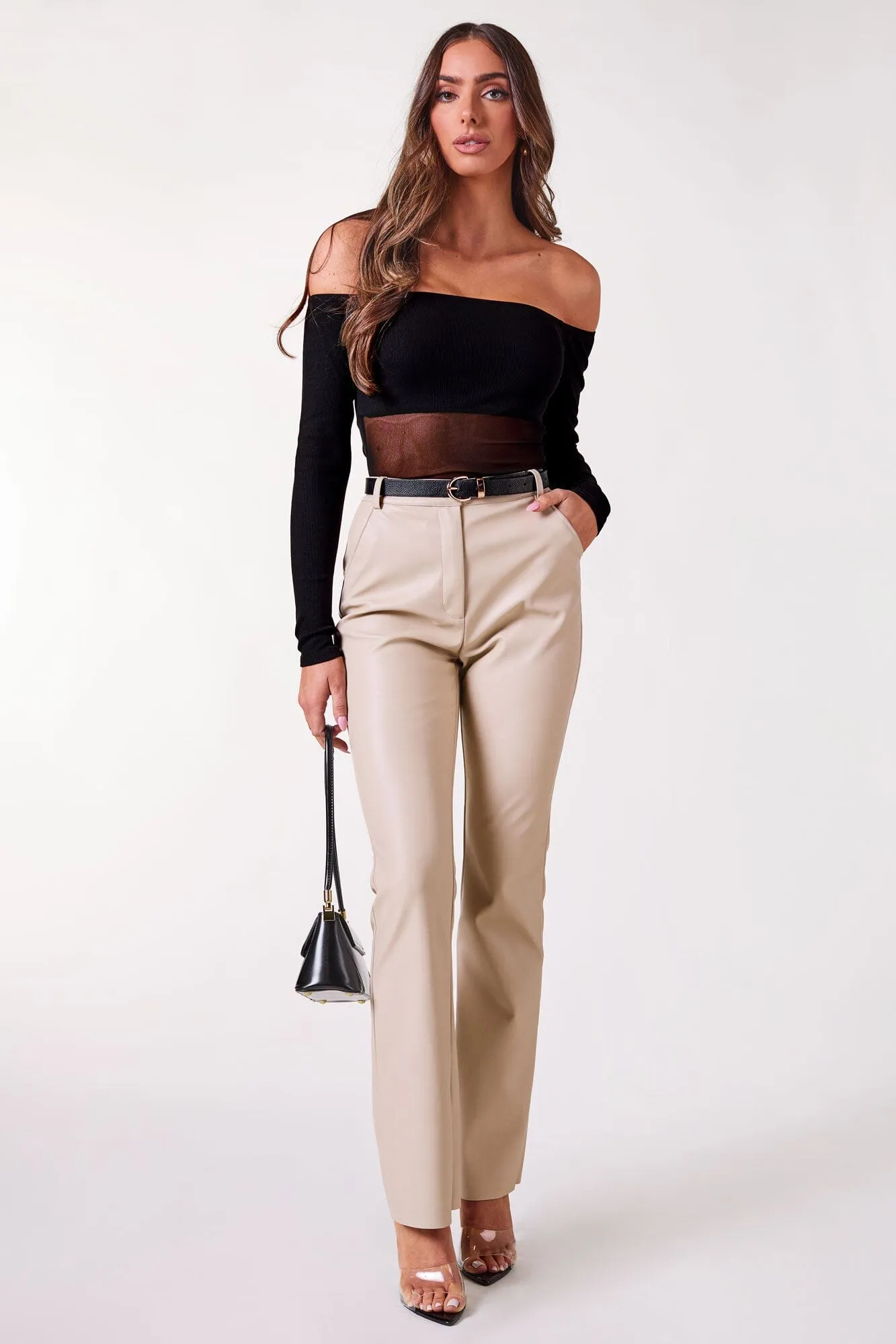 Maven Black Mesh Off the Shoulder Top