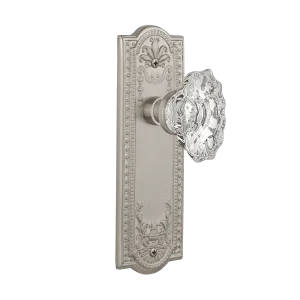 Meadows Long Plate with Chateau Knob in Satin Nickel
