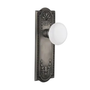 Meadows Long Plate with White Porcelain Knob in Antique Pewter