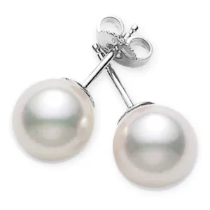 Mikimoto White Gold and AAA Akoya 7mm Pearl Stud Earrings