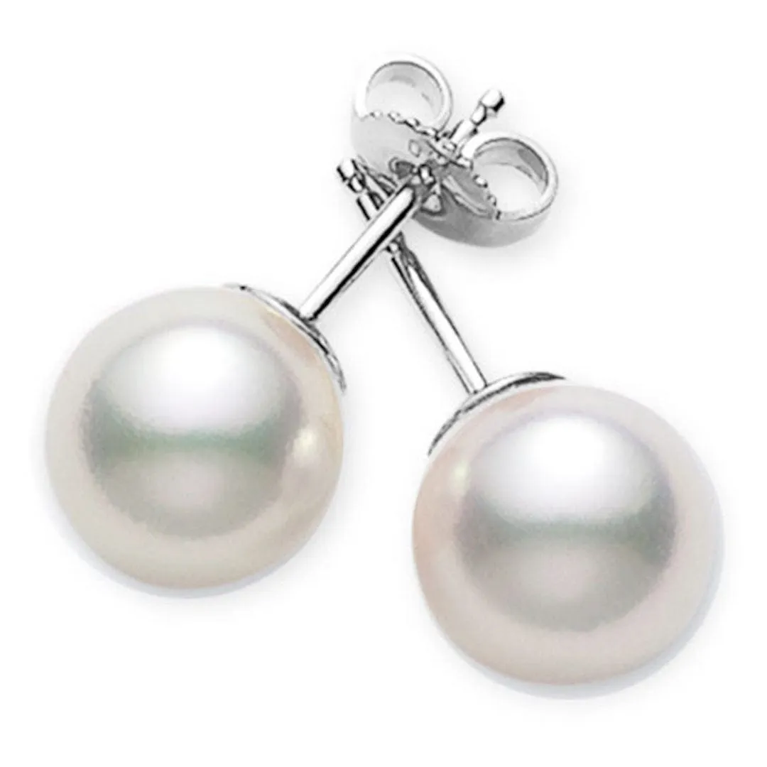 Mikimoto White Gold and AAA Akoya 7mm Pearl Stud Earrings