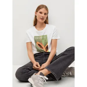 MNG Printed cotton-blend T-shirt