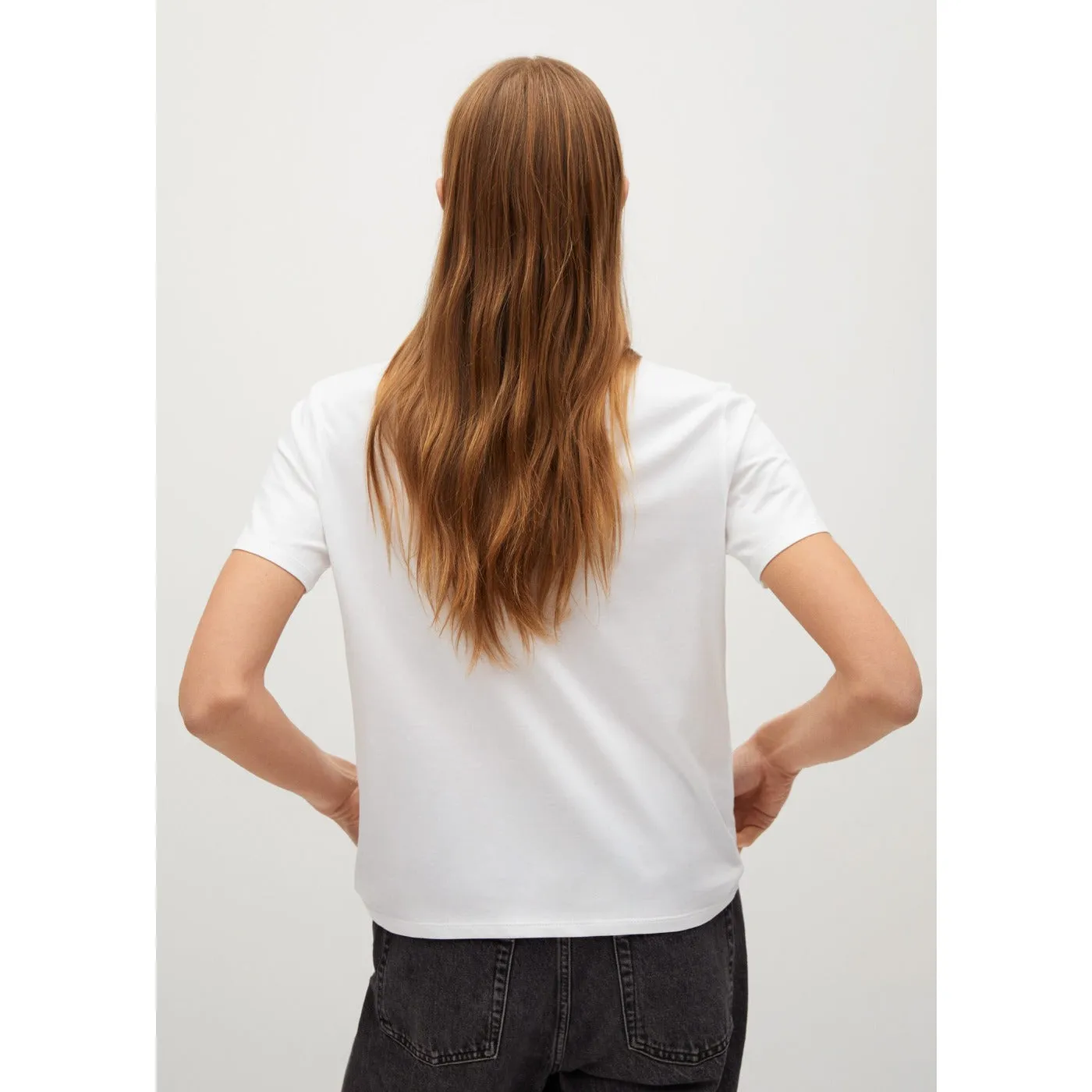 MNG Printed cotton-blend T-shirt
