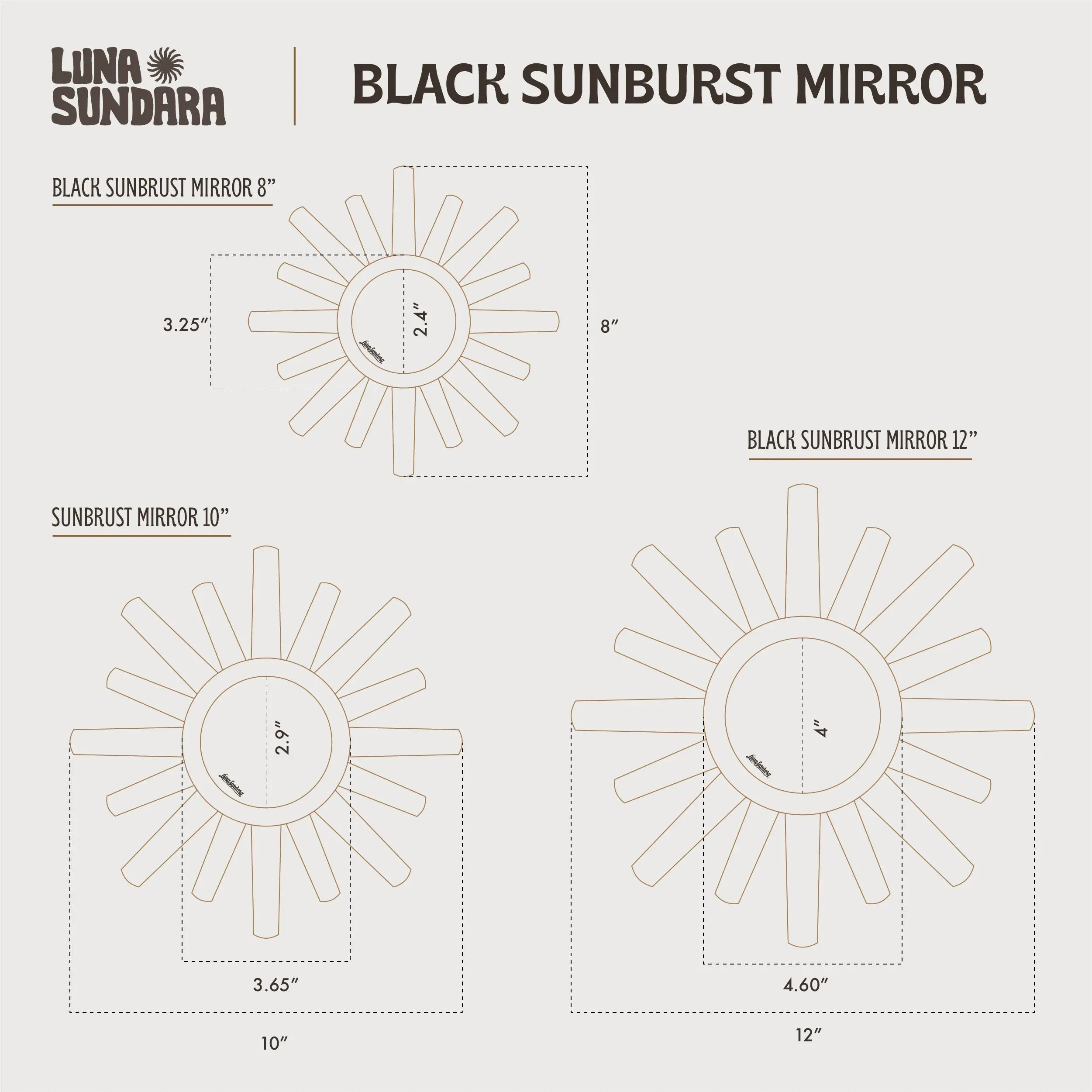 Peruvian Wall Mirror - Black Sunburst