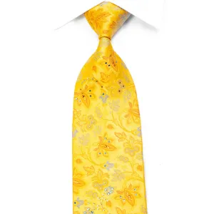 Pierre Cardin Rhinestone Silk Necktie Anthemion Floral On Yellow
