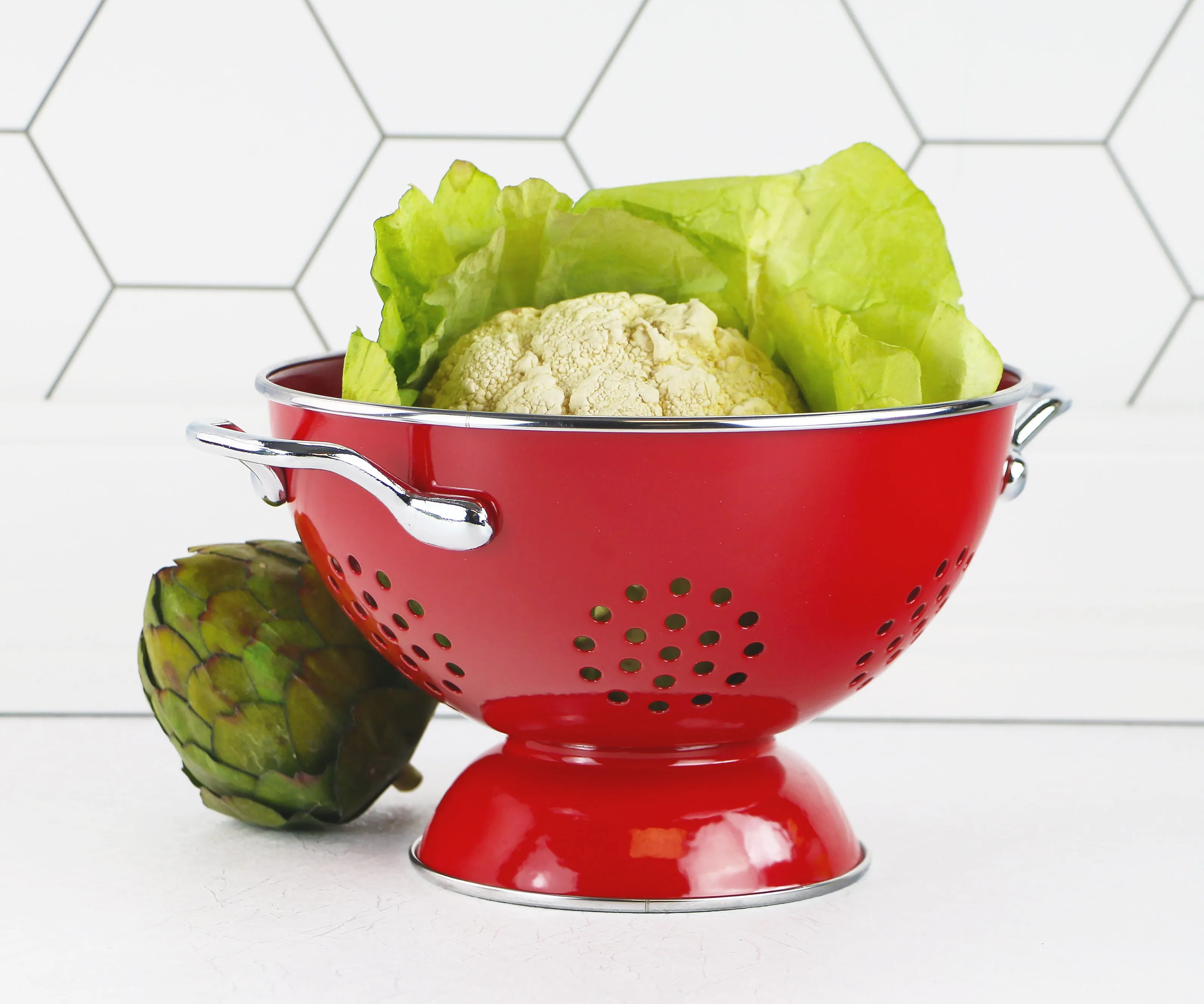 Powder Coated Colanders, Various Sizes, Red