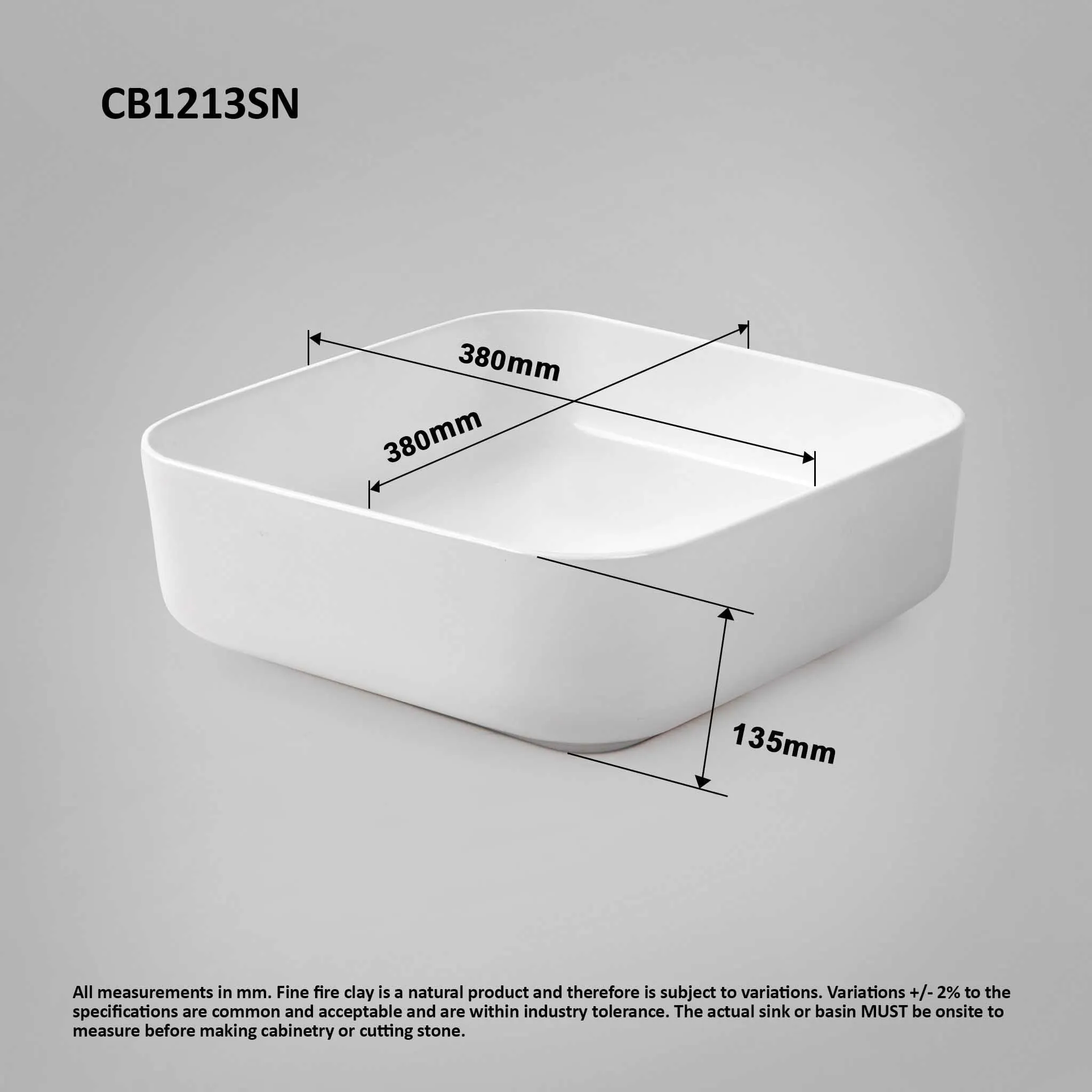 SEINE 38 Above Counter Square Basin Gloss White