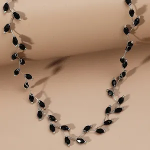 Sleek Black Crystal Beads Choker Necklace for Women
