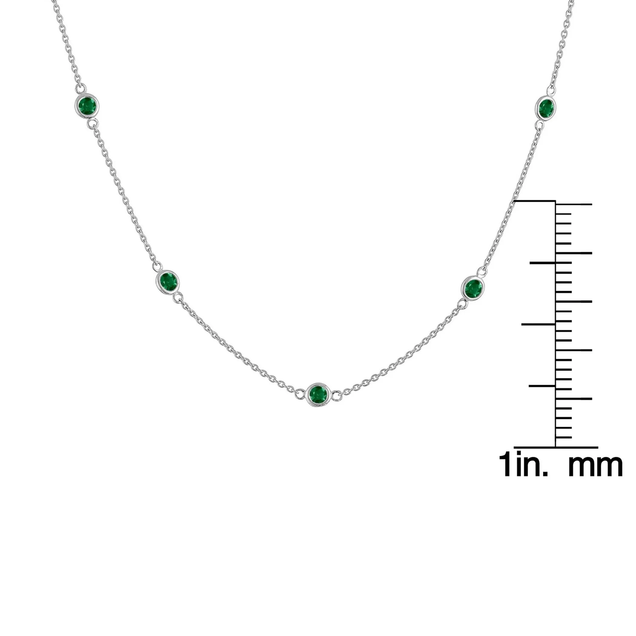 Sterling Silver Green Treated Diamond Station Necklace (1 cttw, Green Color, I1-I2 Clarity)