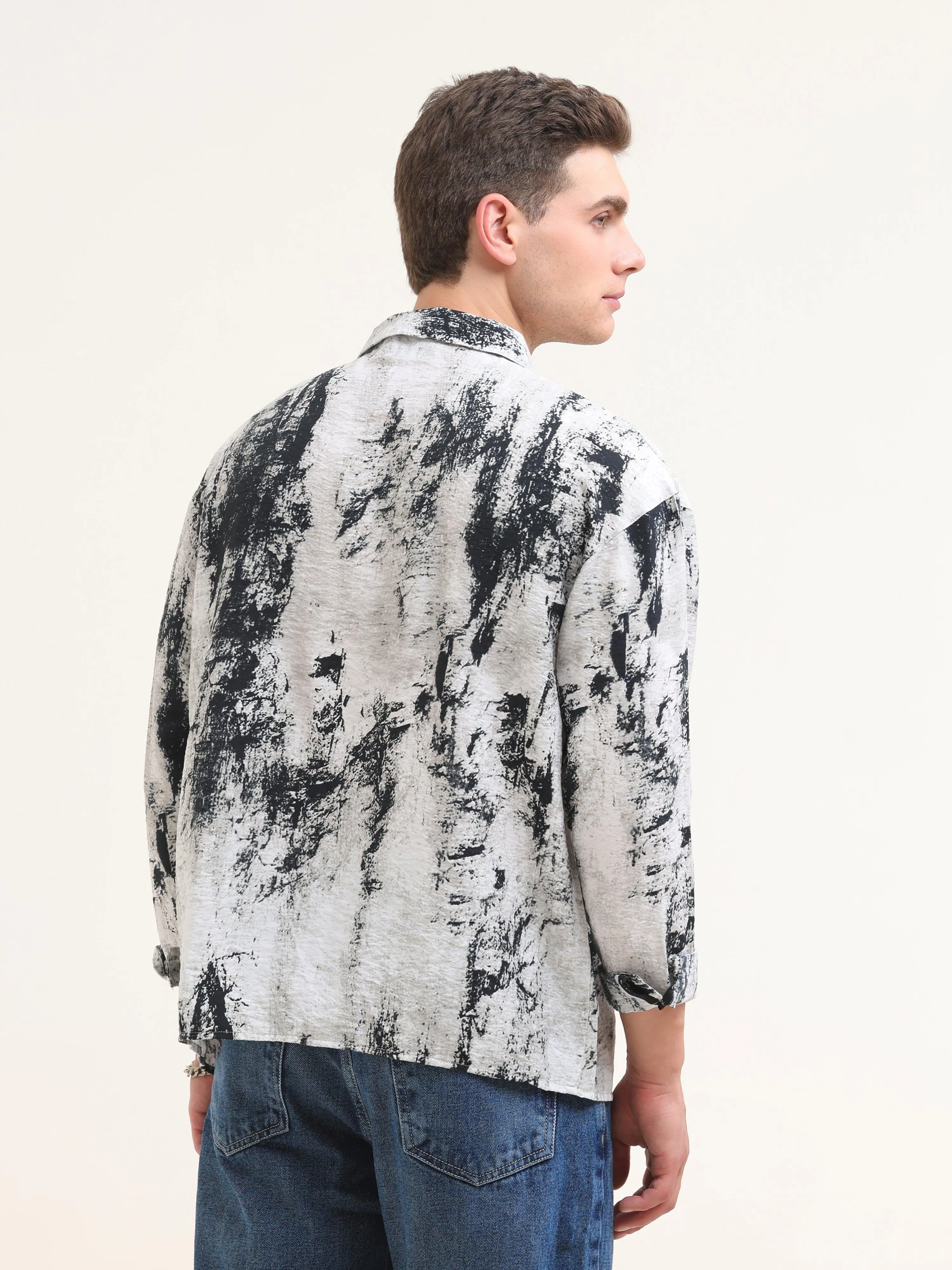 Tar Baggy Printed Shirt- White