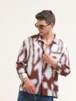 Tezee Baggy Printed Shirt- Maroon