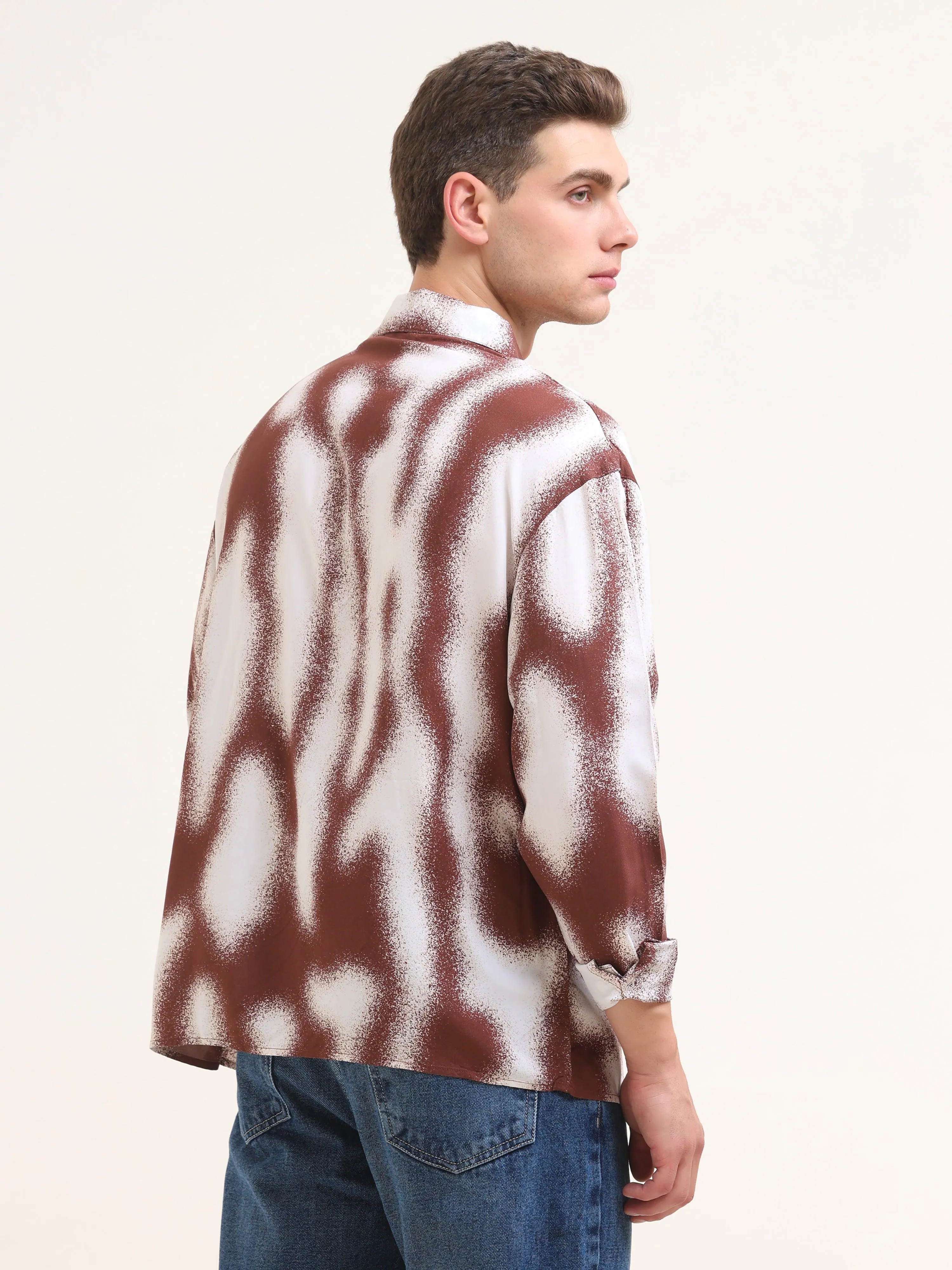 Tezee Baggy Printed Shirt- Maroon