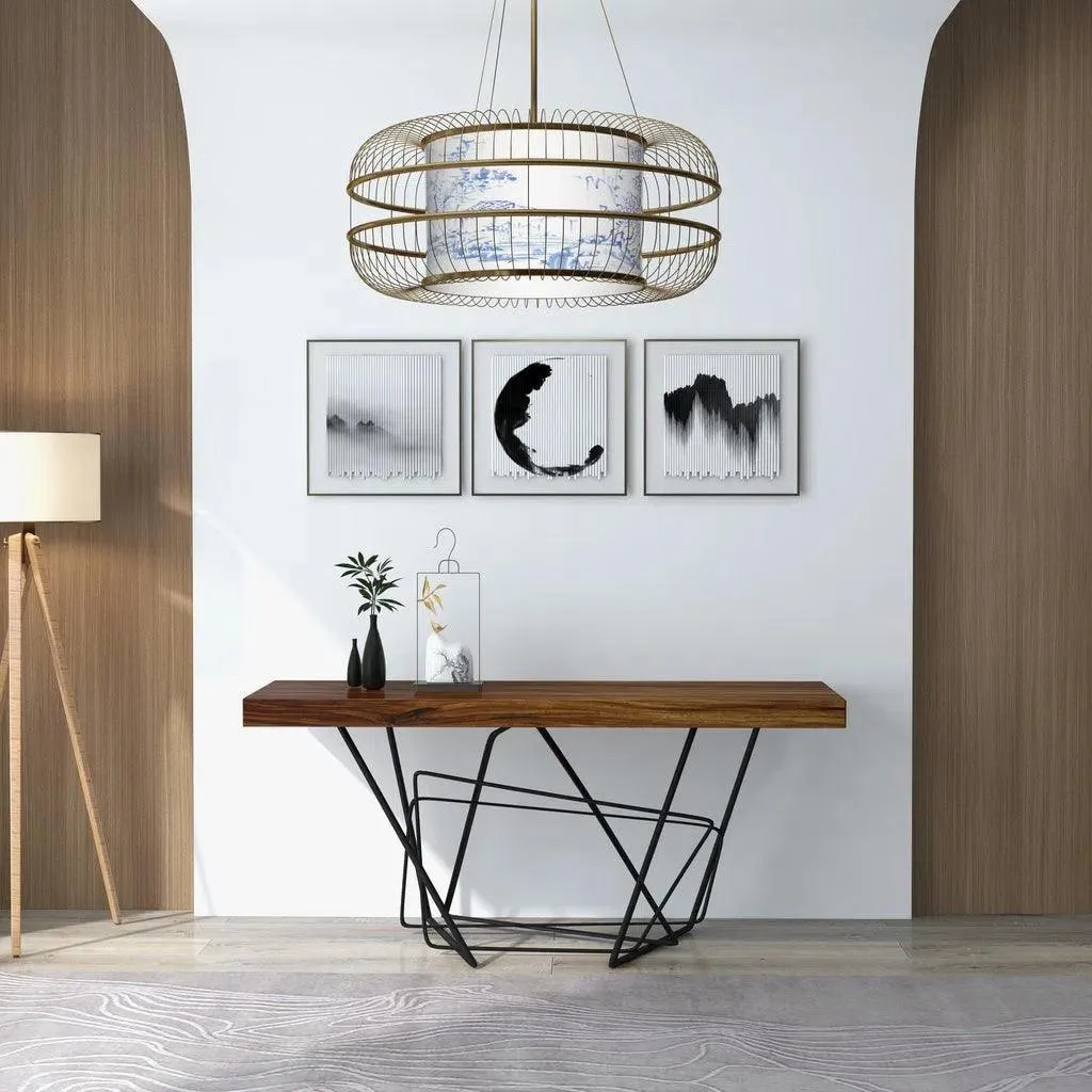 Torq Solid Chamcha Wood Rectangular Console Table