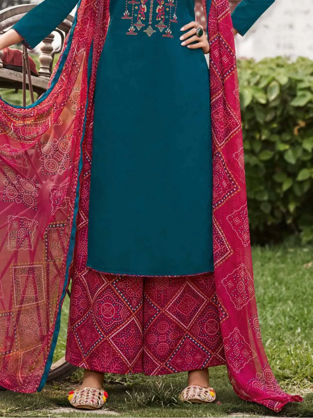 Unstitched Cotton Salwar Suit Fabric Material with Embroidery