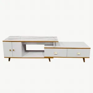 White/Black Bone Gold Adjustable Plasma TV Stand -TV-302