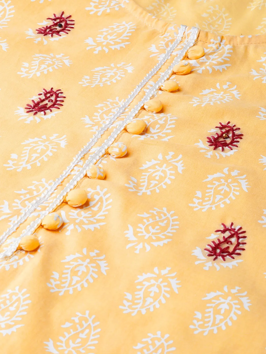 Women Yellow & Off-White Printed Dupatta Set