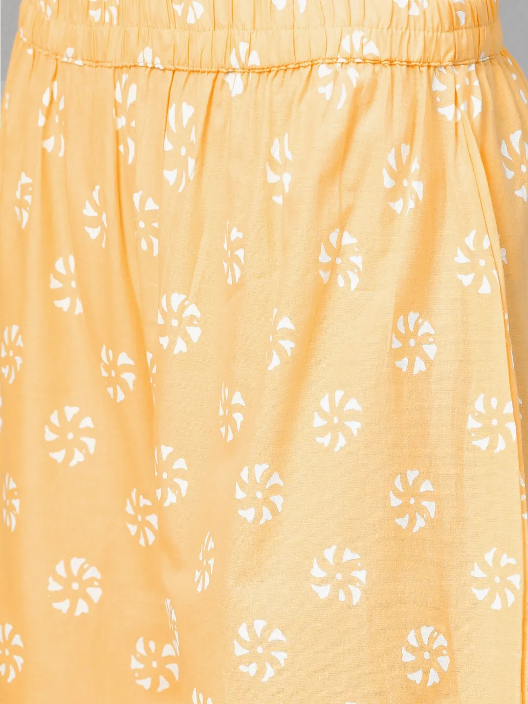Women Yellow & Off-White Printed Dupatta Set